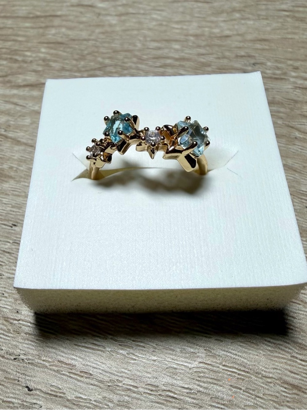 Adjustable Blue & Gold ✨Star Crystal Statement Ring✨
